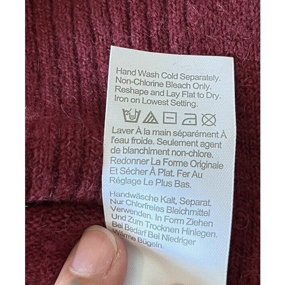 J Crew Dark Red Merino Alpaca Wool Blend Oversized Turtleneck Sweater XS - Picture 6 of 9